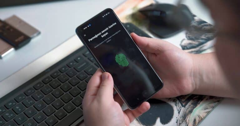 Uso de biometria no celular representando segurança contra golpe do Pix